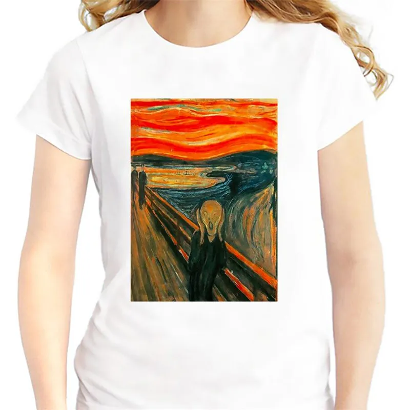 Edvard Munch знаменитые футболки Skrik The Scream женские брендовые с короткими рукавами и