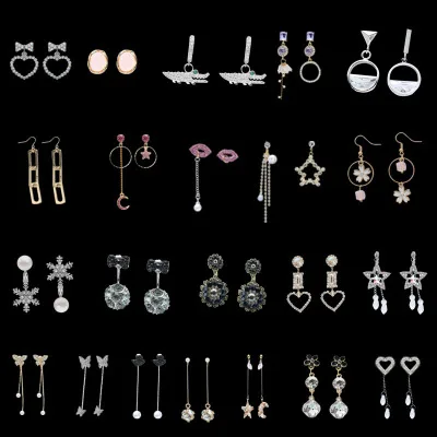 

925 silver long tassels pearl ear line drip cartoon young girl heart pendant simple circle earrings