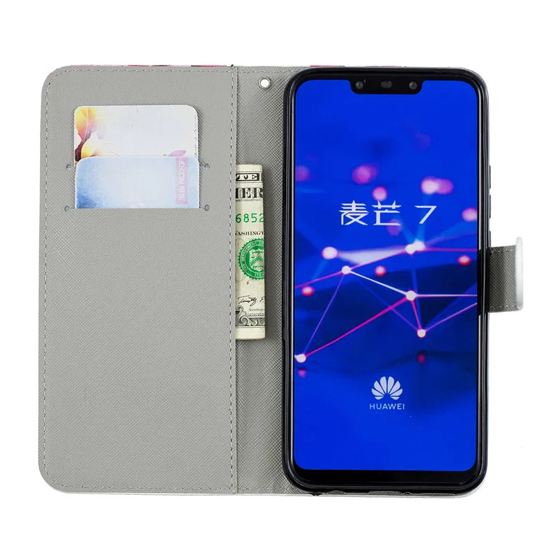 Кожаный флип-чехол для huawei mate 20 Lite, чехол для huawei mate 20 Lite, чехол с цветком и 3D рисунком, кошелек, чехол для телефона s Etui