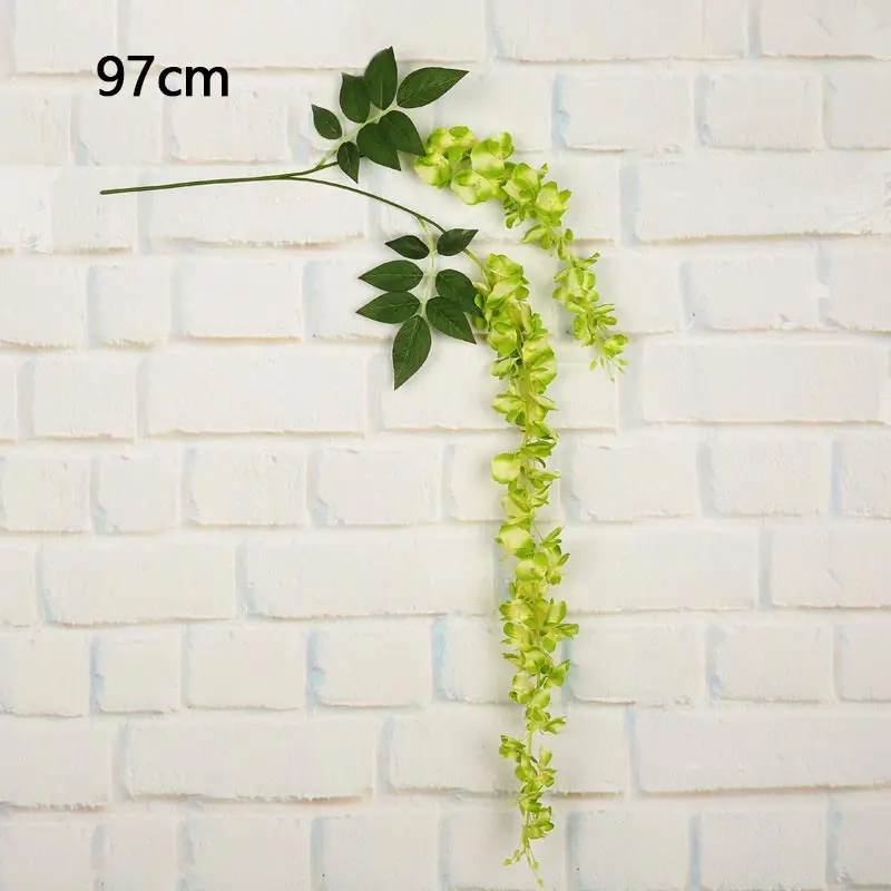 green 6 branch Искусственный венок, гирлянда, шелковая Гортензия, вициния, Висячие Цветы с листьями, искусственный мех, для внешнего сада, H0045 - Цвет: green 6 branch
