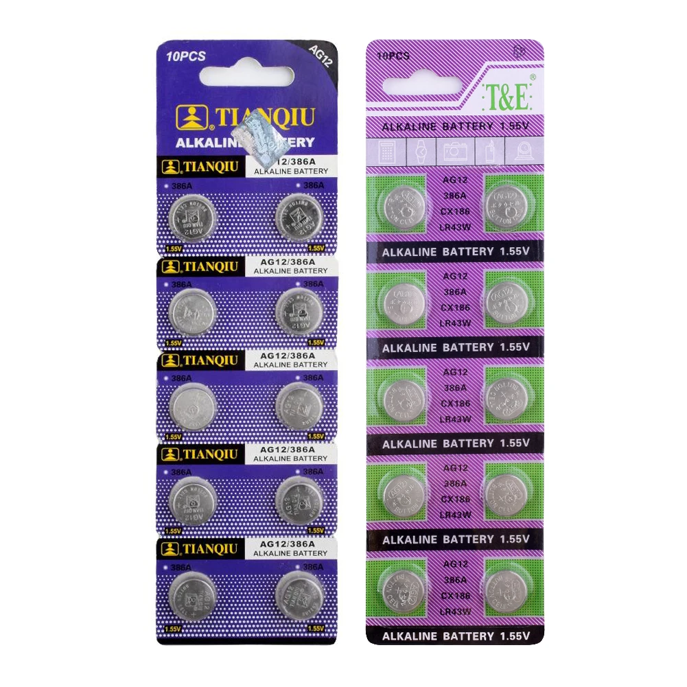 

YCDC 10pcs 1.55v Ag12 Alkaline Battery SR43W R43 SR1142 SB-B8 V386 D386 260 S1142E GP386 SG12 LR43 386A LR1144 Button Coin Cell