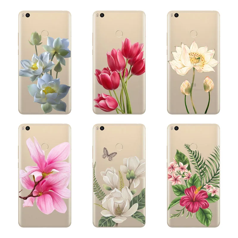 xiaomi mi max 2 Case Silicon Black Painting flower Soft TPU Back Cover for Protect Phone cases shell |