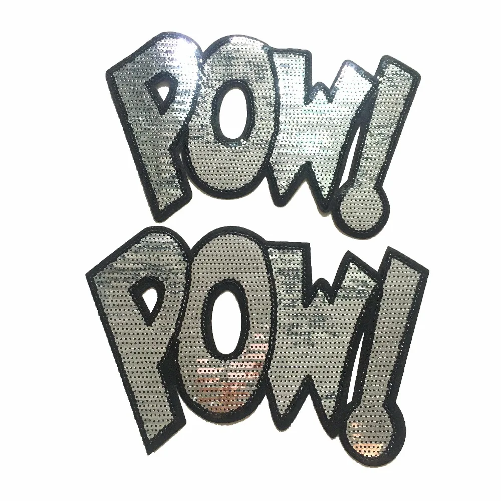 Блестки POW 2 шт.! Нашивки с буквами для одежды патчи блестками вышивки утюгом