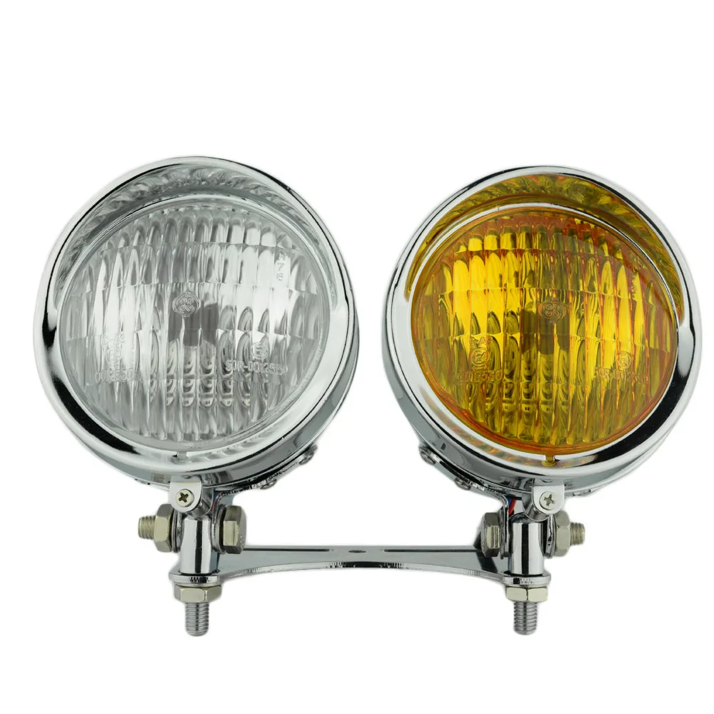 NO2 Dual Headlight Двойной 4,7" фара лампа двойной Янтарный кронштейн мотоцикла таможня для метрического велосипеда Honda/Harley/Yamaha/Triumph - Цвет: NO2 Dual Headlight