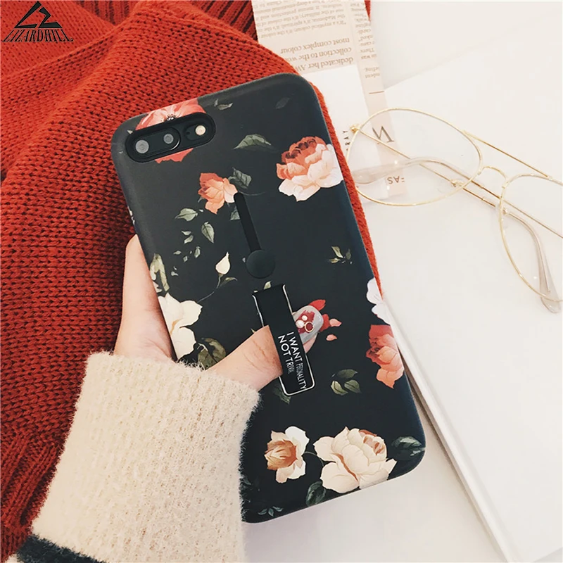 Lizardhill Fashion flowers phone cases for iphone x case 6 6s 7 8 plus coque fundas floral with ring holder kickstand |
