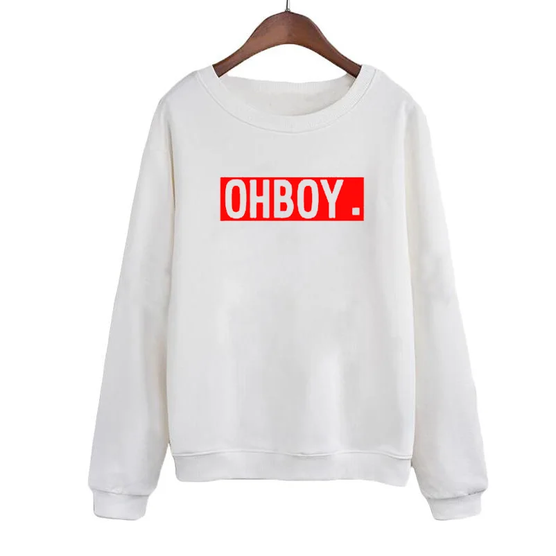 

OHBOY letters fashion sweatshirt europe autumn women o-neck hoodies casual female tracksuit black white sudaderas muje 2019