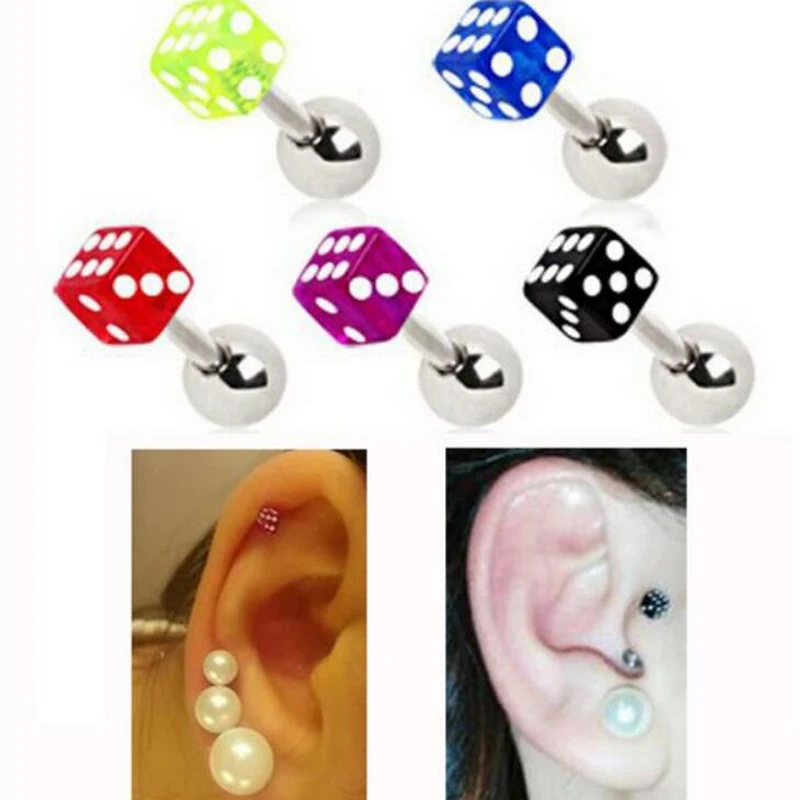 Wholesale2PCS Мода Пирсинг Конфеты Цвет Кости Серьги Штекер Уха Из Нержавеющей Стали