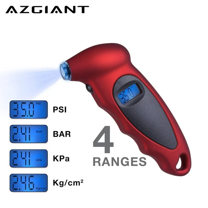 

Датчик давления в шинах AZGIANT, высокоточный умный электронный прибор с цифровым дисплеем, 4 диапазона PSI, кПа, кг/см