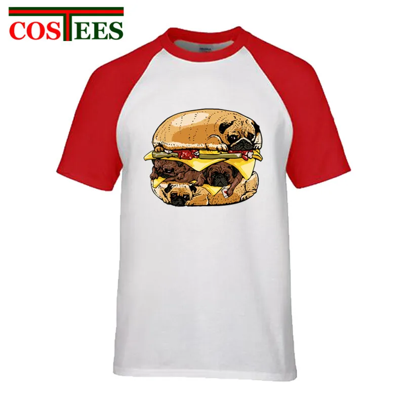 Забавные Мопсы Burger футболка Мужская Pugs stack camiseta mujer манга larga аниме с принтом