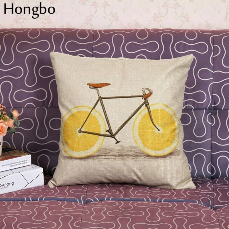 Хунбо 1 шт. хлопок лен наволочки прохладно летом фрукты велосипед Show декоративные