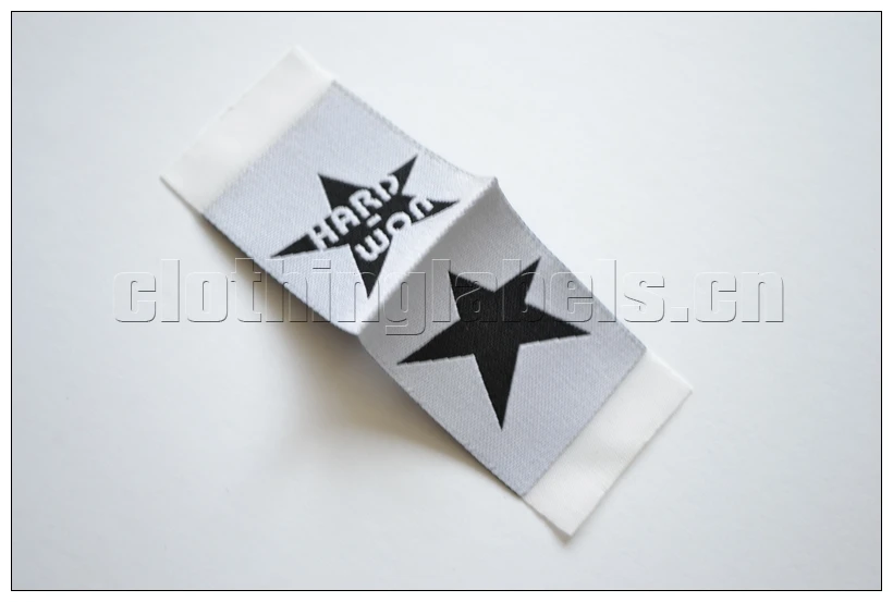 

woven labels, middle folded as customized, high quality, polyester material, NO MOQ