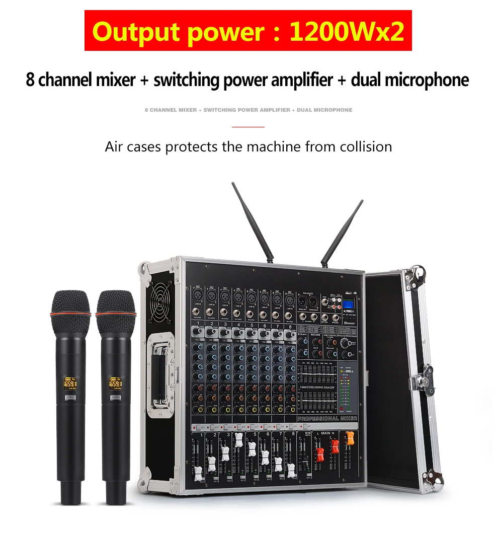 TKL PH2400 8 1200 Вт усилитель мощности DJ микшер Поддержка USB Bluetooth проигрывание песен профессиональный сценический комплект Airbox