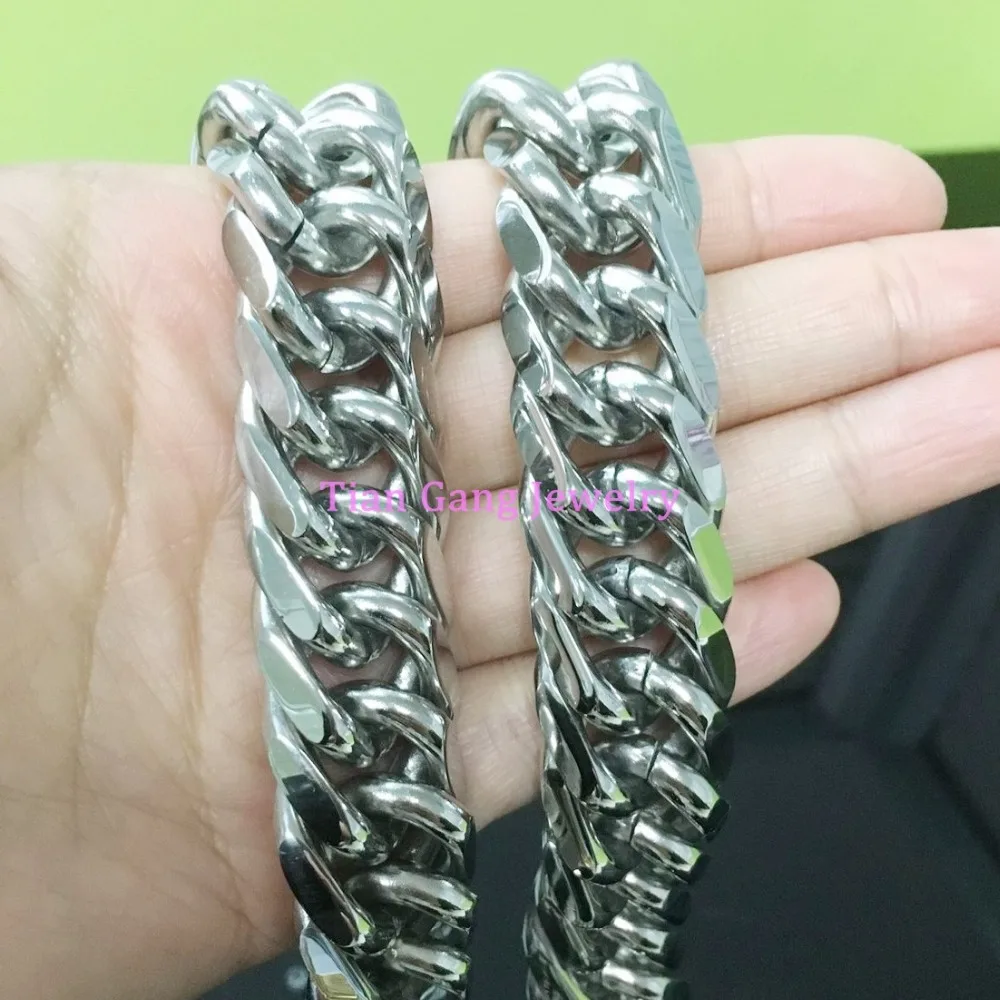 CHRISTMAS Size 8&quot-40&quot 14/19mm Width Heavy Huge 316L Stainless Steel mens Silver Color/Gold Color Curb Chain Necklace or Bracelet |