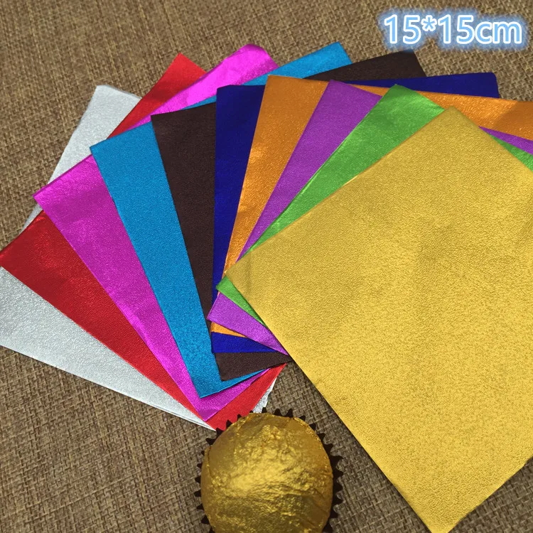 

Retail 500Pcs/Lot 15*15cm 5.9"x5.9" Multi Colored Foil Wrapper For Chocolates Candy Sweet Paper Square Colorful Tin Foil