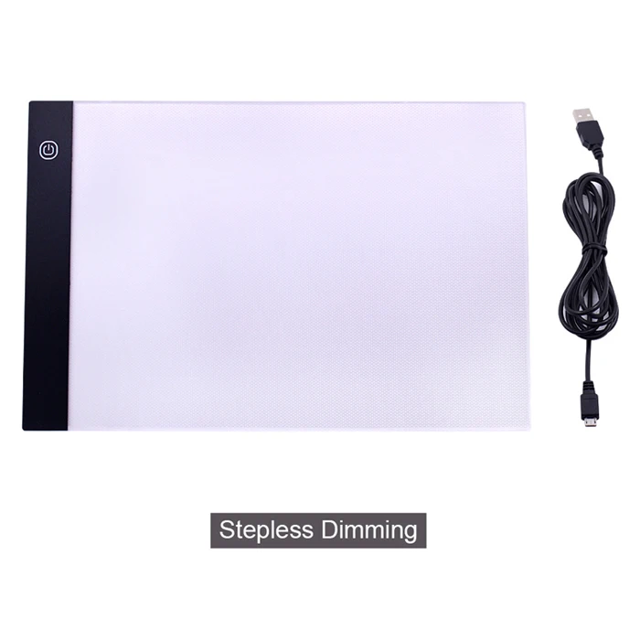 Stepless Dimming CHIPAL, цифровой планшет, A4, светодиодный светильник для рисования, коробка для отслеживания, копировальная доска, графическая художественная живопись, Настольная панель, трехуровневая панель с затемнением - Цвет: Stepless Dimming