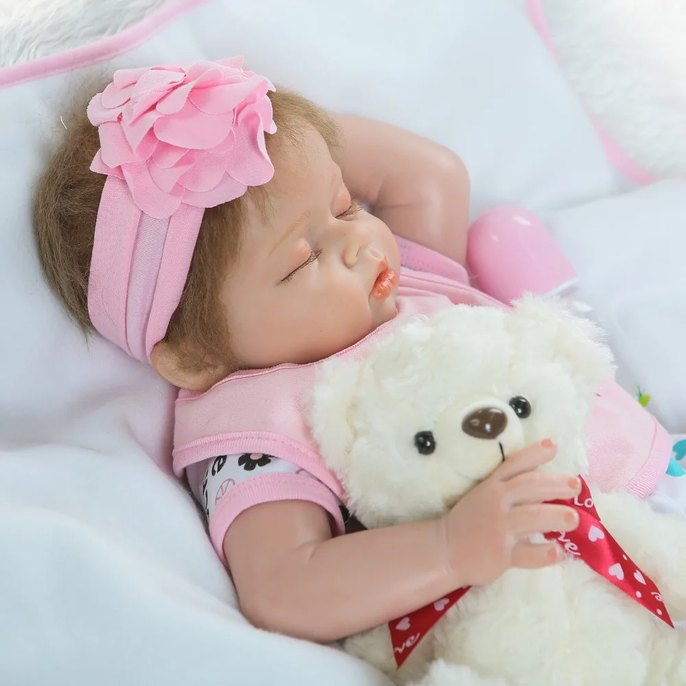 22 &quotреборн куклы игрушки половина силикона тело bebe Reborn младенца Хлопок с соской