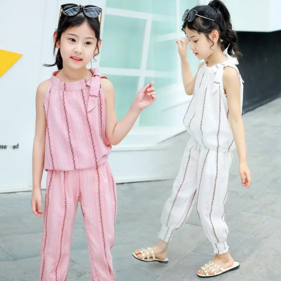 

Girls clothes 2-11T kids summer clothing set 2pcs/set baby girls comfortable shirt+trousers children costume sets girls shirt
