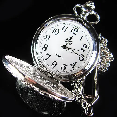 Серебристые античные мужские художественные кварцевые часы с откидной крышкой и