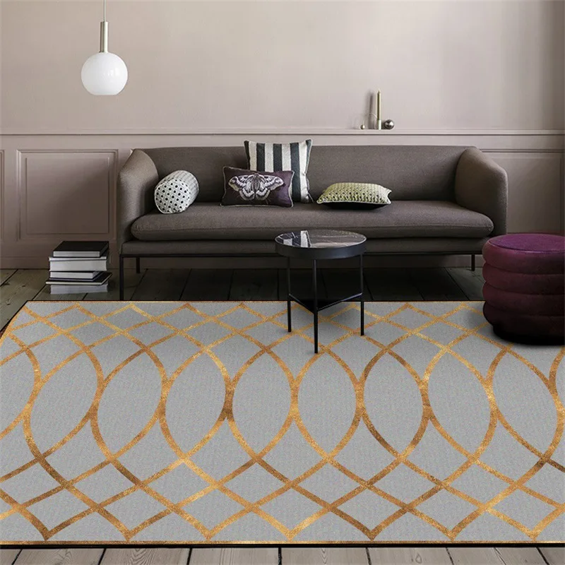 

Geometric gold Dark gray Living room anti-slip door mat plush custom made carpet bedroom rug bathroom floor mat big size carpet