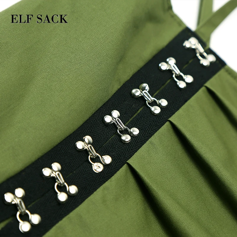 Женское мини платье ELFSACK черное без рукавов с металлическими заклепками в