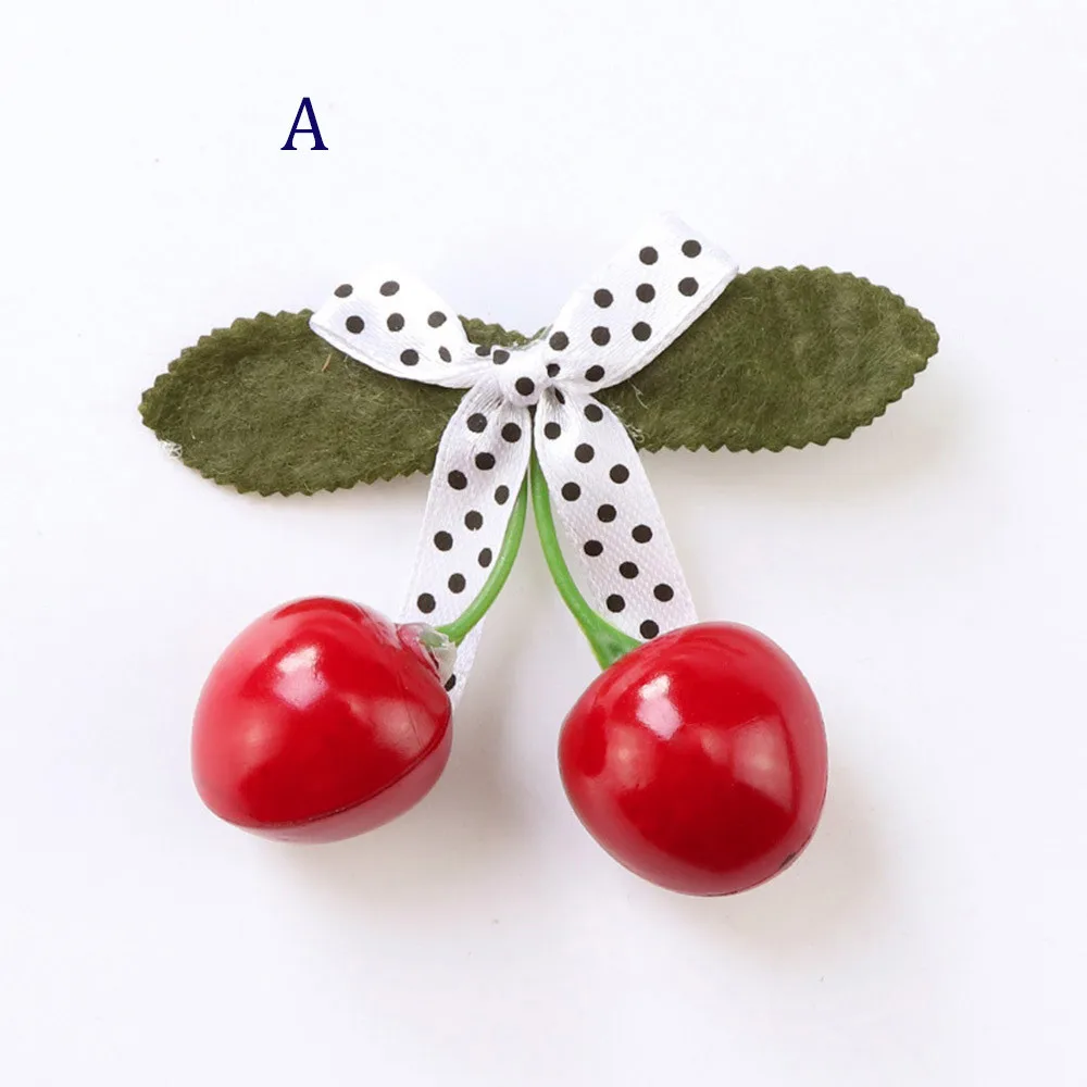 Детские заколки в полоску с красными вишнями для волос Заколки принцессы