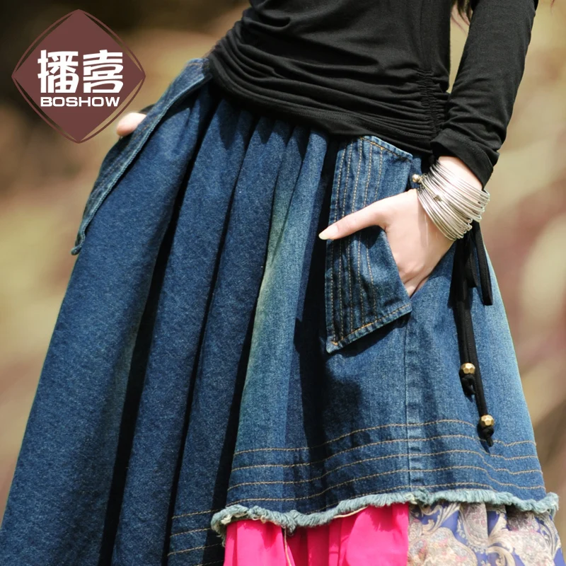 Женская шифоновая юбка длинная макси с цветочным принтом оборками эластичной