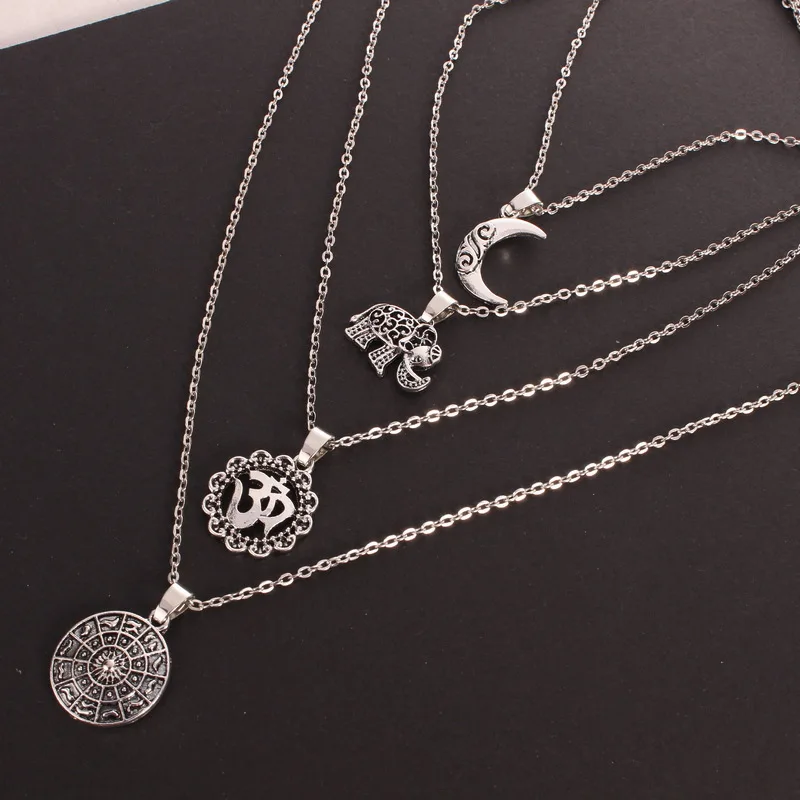 M MISM лидер продаж подвеска в виде лунного слона многослойное колье из сплава