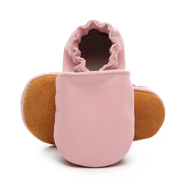 Модные новорожденные ботинки из натуральной кожи однотонные для мальчиков и девочек с мягкой подошвой, без застежек, для малышей, первые шаги, 0-18 мес.