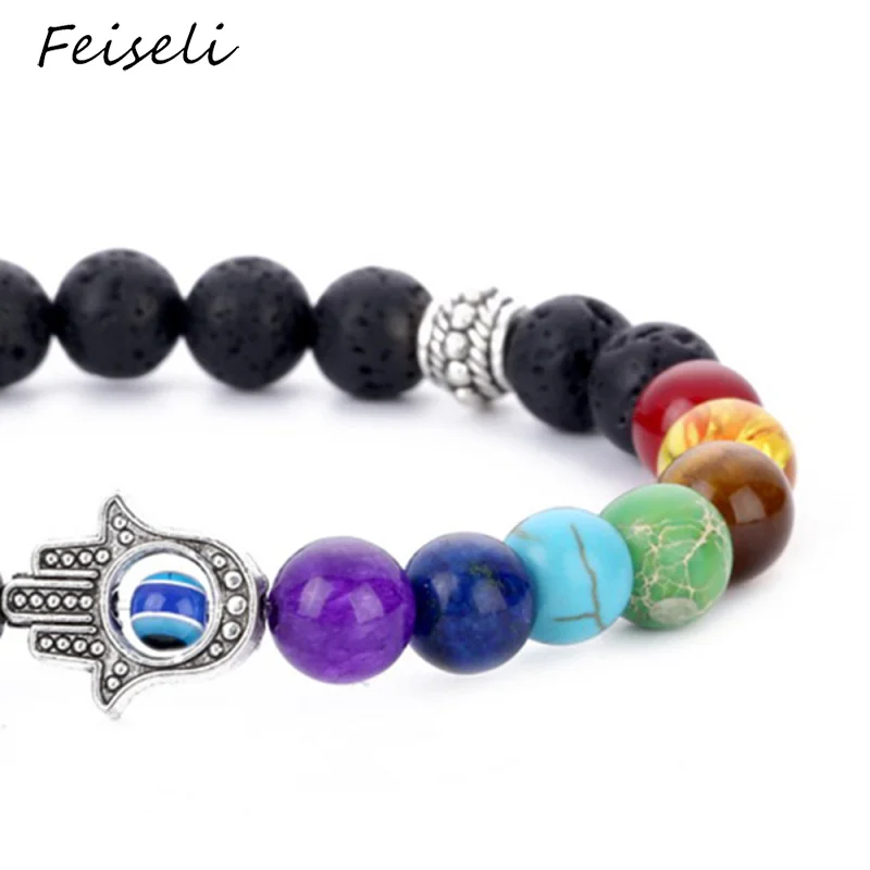 Женский браслет Feiseli из вулканической лавы и пальмы с бусинами регулируемый