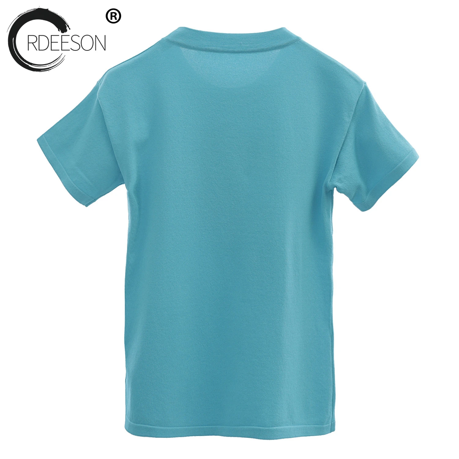 ORDEESON 2018 New Summer knitted Wowen O-Neck Thin Black Sweater Short Sleeve Sequins Three-Dimensional Pattern Tops Clothing | Женская