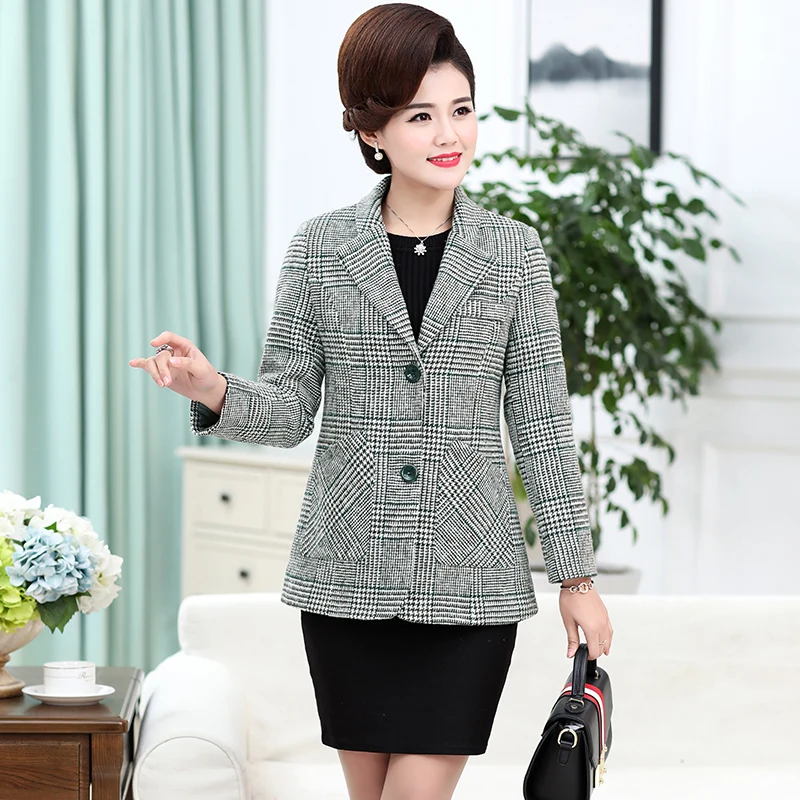 Young mother spring and autumn woolen jacket middle-aged female coat new slim high-end small suit JQ888 | Женская одежда