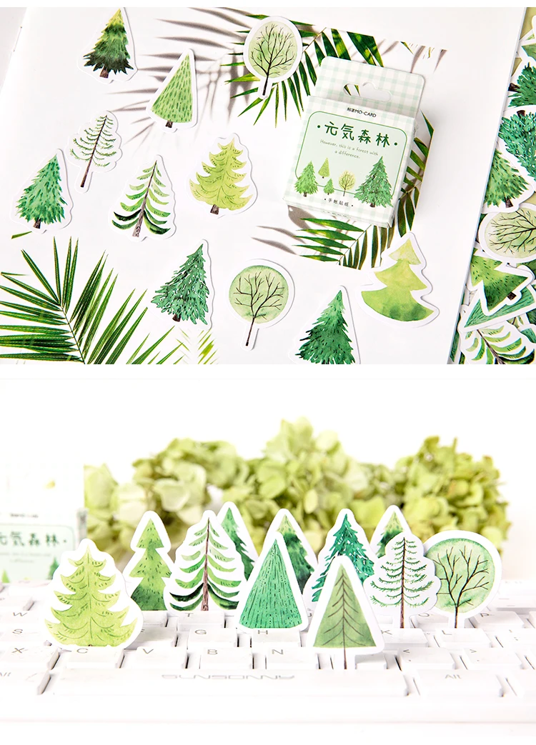 45 шт./кор. Fores green tree стикер мультяшка Клейкая Бумажная Наклейка для творчества Подарочная открытка ручной работы Альбом инструменты для наклеивания вырезок Украшение Наклейка