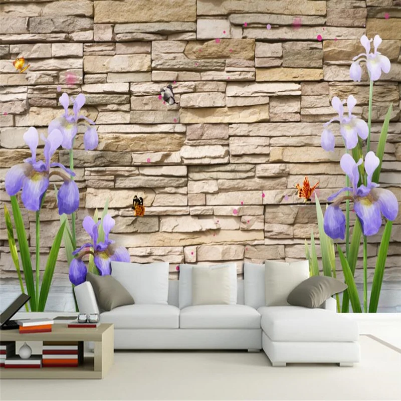 beibehang Custom Wallpaper 3D Brick Wall Lavender Stereo TV Background Living Room Bedroom Mural | Обустройство дома