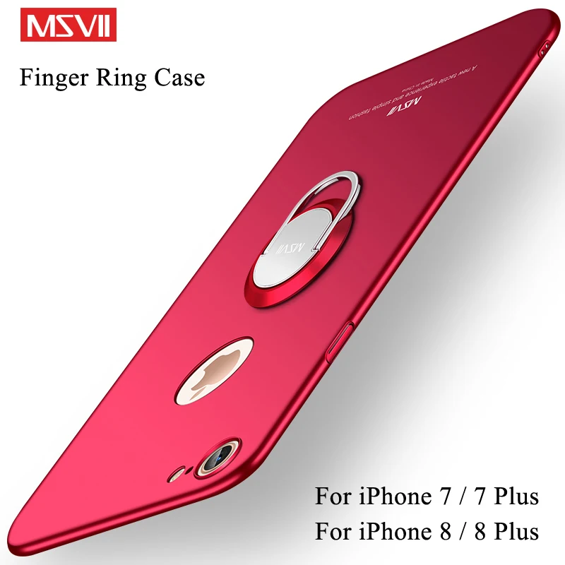 MSVII чехлы для Apple iPhone 7 8 Plus чехол покрытие кольцо на палец кожа металлический
