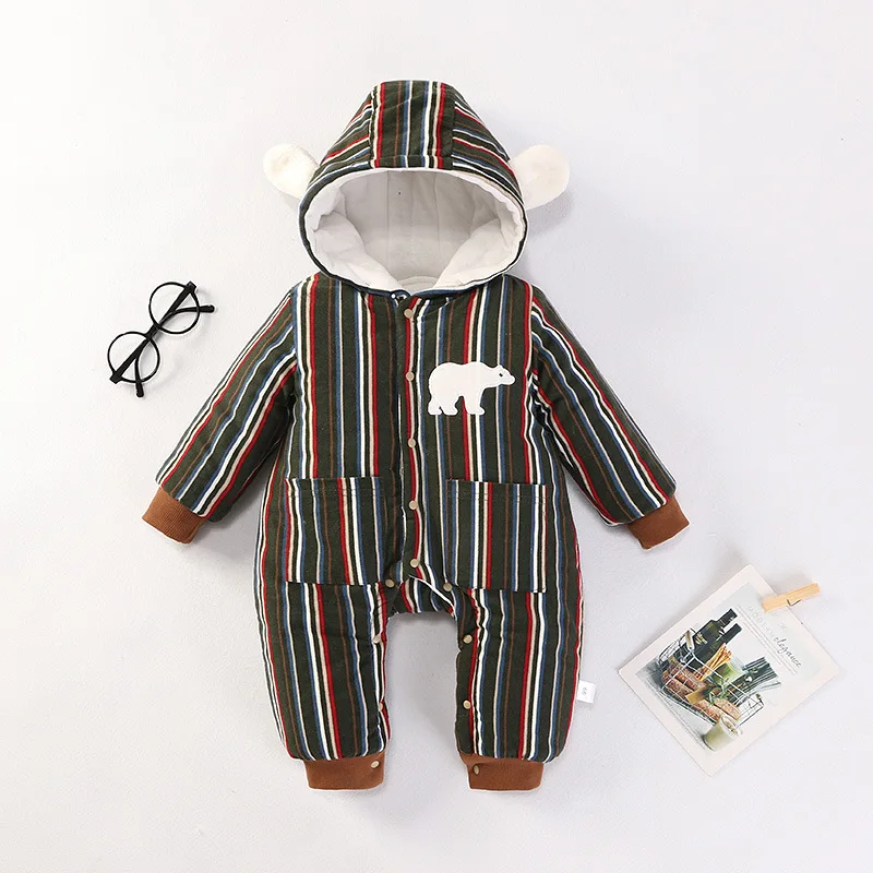 Зимние комбинезоны для новорожденных Новинка хлопковые теплые бархатные с