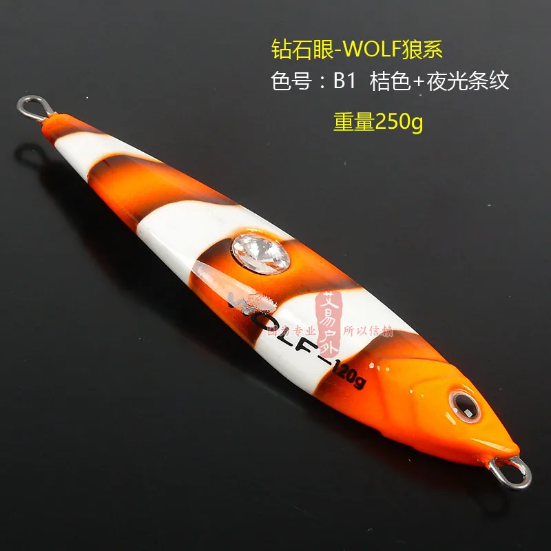 ECOODA Алмазный глаз волк серии 80g120g180g250g свинцовые грузила джигггинг приманка глубокое море светящиеся искусственные рыболовные приманки - Цвет: 250g B1 Single