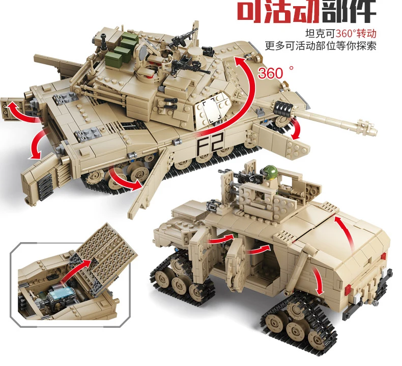 2019 Абрамс M1A2 танки комплекты военной армии США блоки 2 ой мировой войны Ww2 Cannon Hummer