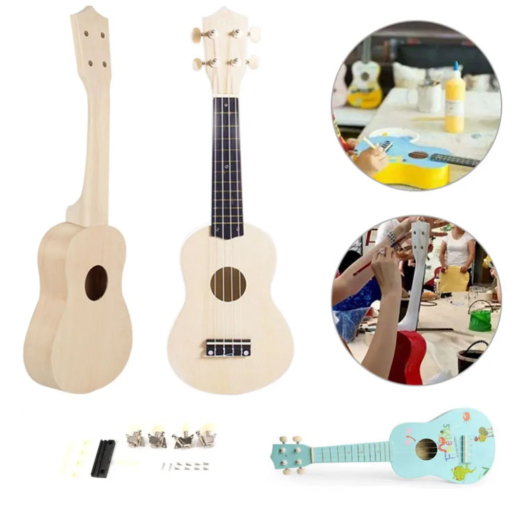 21 дюймов Гавайские гитары укулеле DIY с краской комплект Гавайские гитары ручной работы поддержка краски ing Мини гитары пара подарок укулеле медиаторы