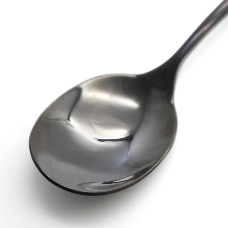 1 шт./лот черная сервировочная ложка из нержавеющей стали набор столовой посуды