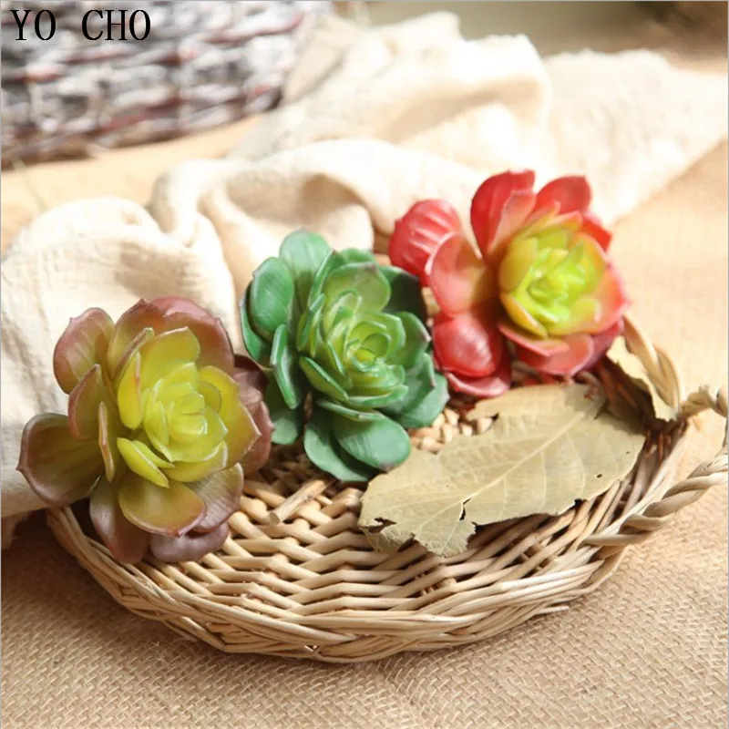

YO CHO 1PC Artificial Succulent Rounded Snow Lotus Plants For Home Decoration Accessories DIY Fake Flower Wedding Garden Decor