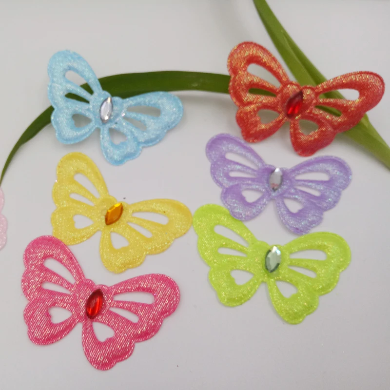 70 шт ватные блестящие разноцветные бабочки аппликации ремесло Детские куклы