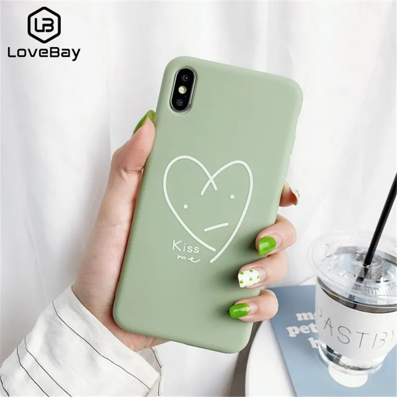 Lovebay Lovely Phone Case For iPhone 6 6s 7 8 Plus X XR XS Max Cute Simple Luminous Love Heart Soft TPU |