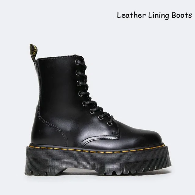 Black with leather Prova perfetto; женские ботильоны из лакированной кожи; Ботинки martin на платформе с большой подошвой; черные женские зимние кожаные ботинки; Уличная обувь - Цвет: Black with leather