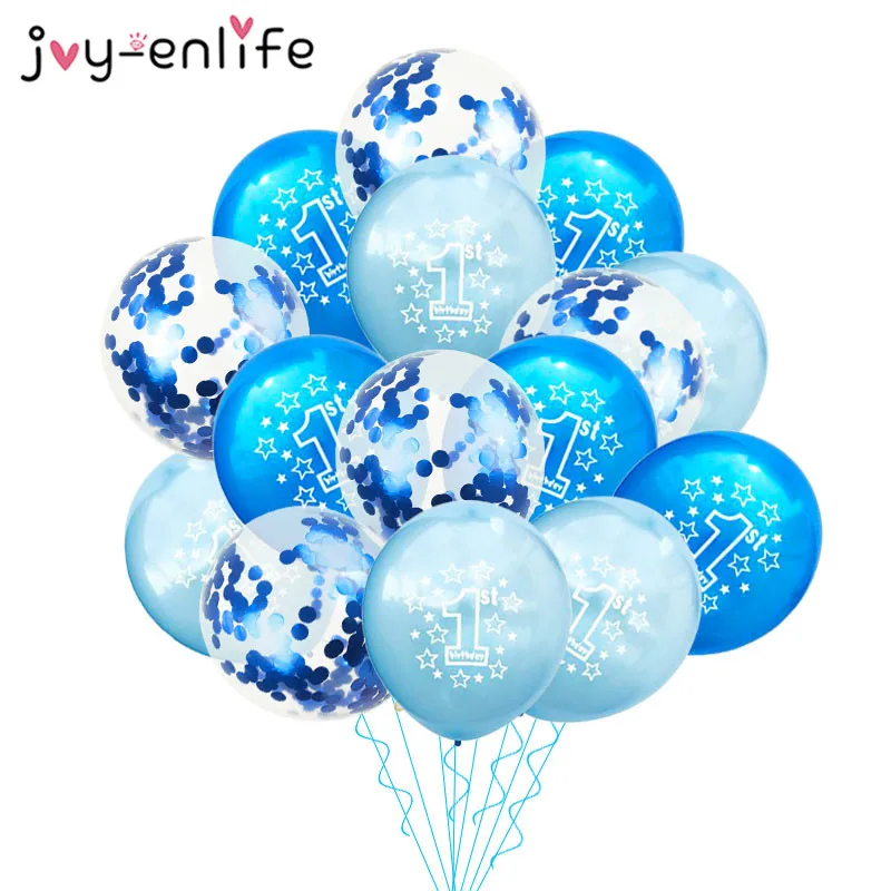 Blue 10 шт. синие шарики ко дню рождения 1 год первый счастливый декор для вечеринки в честь Дня Рождения шары из латекса Baby Shower Girl Favor