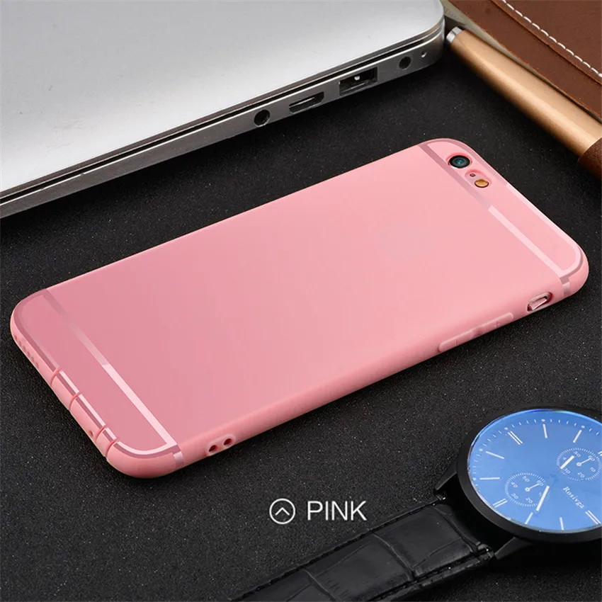 TCICPC для iPhone 6 6 S силиконовый чехол Роскошные тонкий матовый ТПУ Мягкий телефона Чехлы для Apple iPhone 6 6 S плюс Чехол Коке - Цвет: Pink