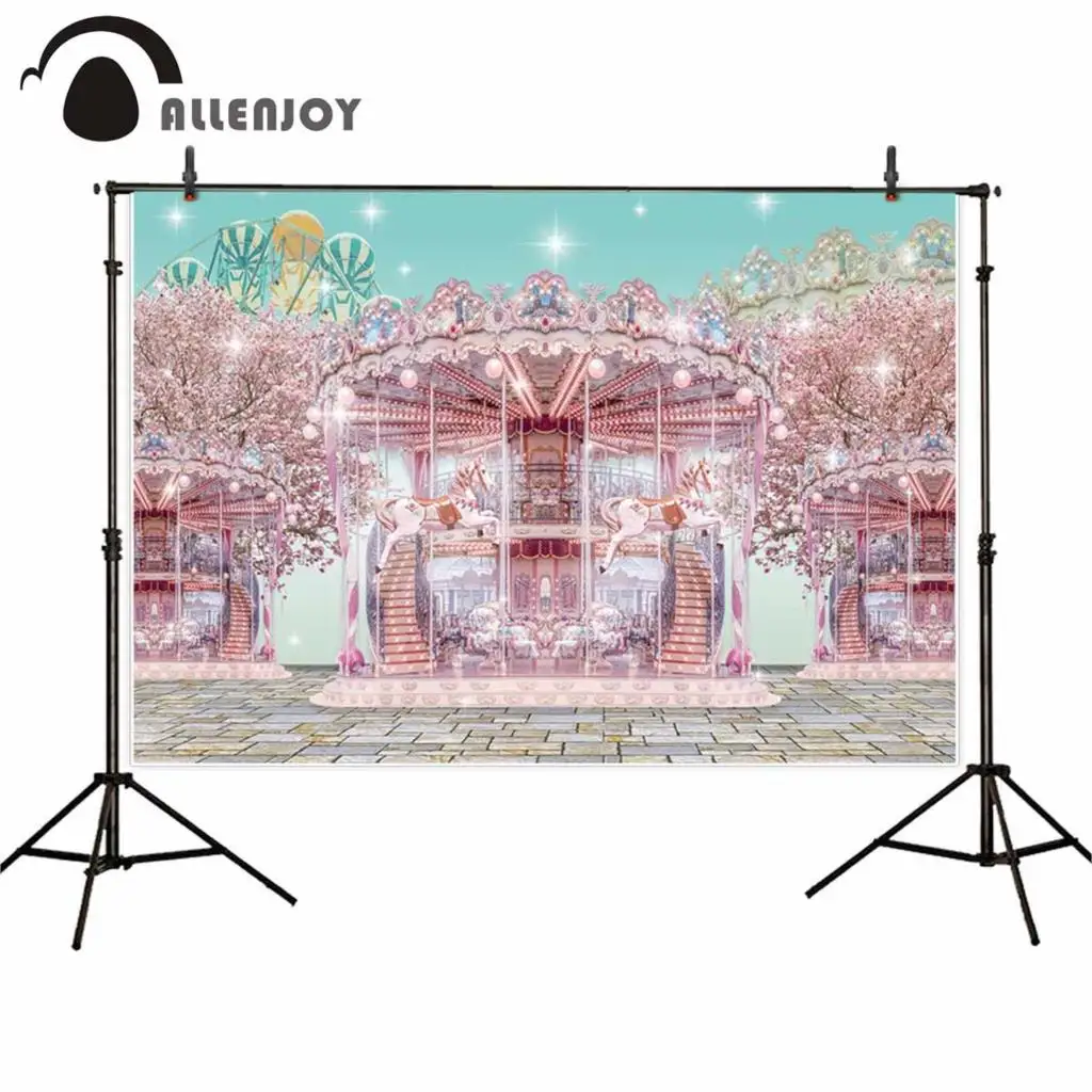 Allenjoy фон для фотостудии кирпичный пол колесо обозрения карусель вишня Блестящий Фон детский день рождения