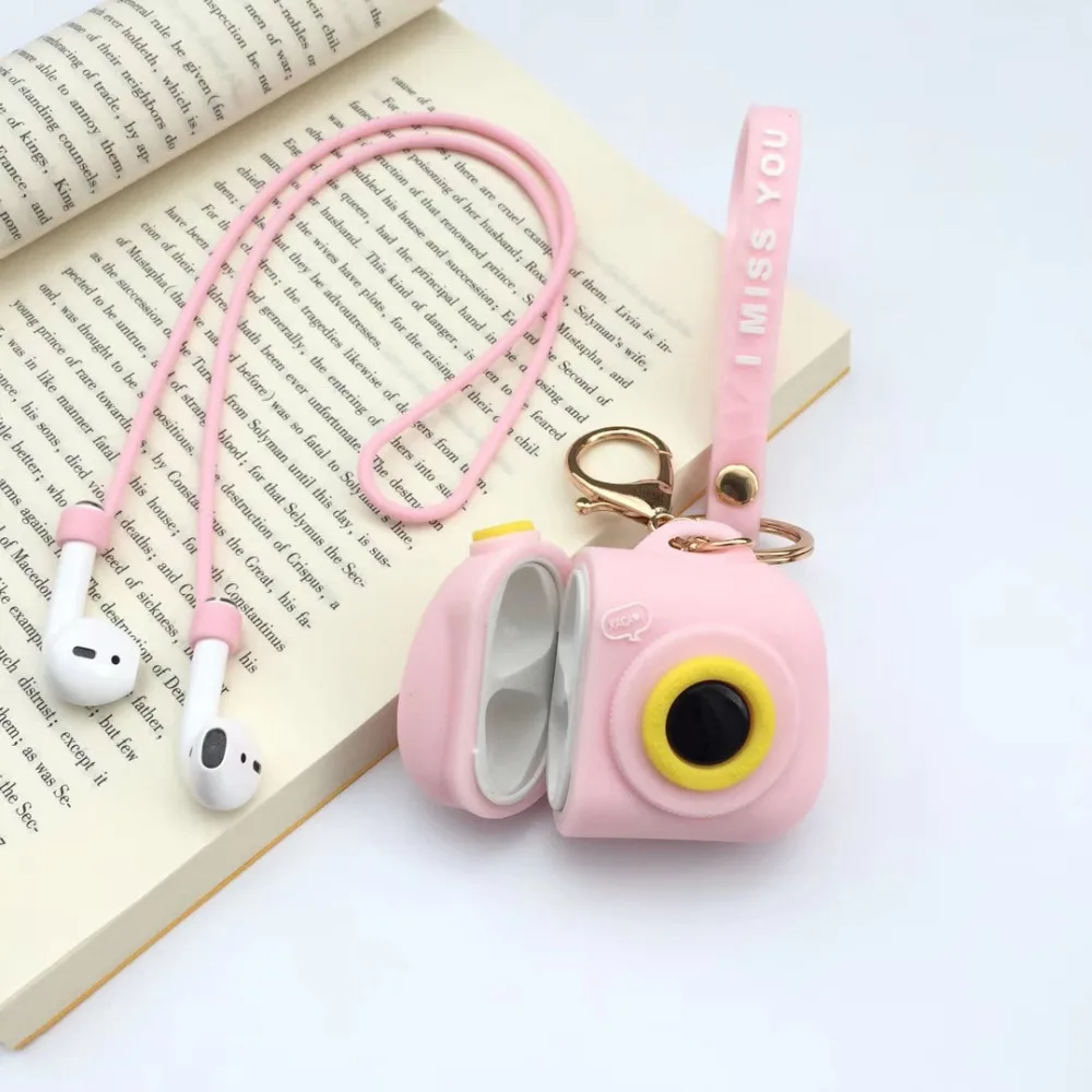 Чехол для наушников с мультяшной камерой для Airpods 2 1, проводная коробка для зарядки, силиконовый чехол для Apple AirPods, беспроводные наушники-аксессуар