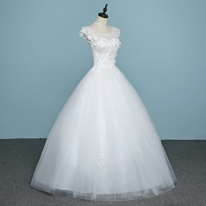 Vestido De Noiva О-образным вырезом Лидер продаж Кружево Дешевые Свадебное платье сделано в Китае applicue Сексуальная спинки Вышивка свадебное платье