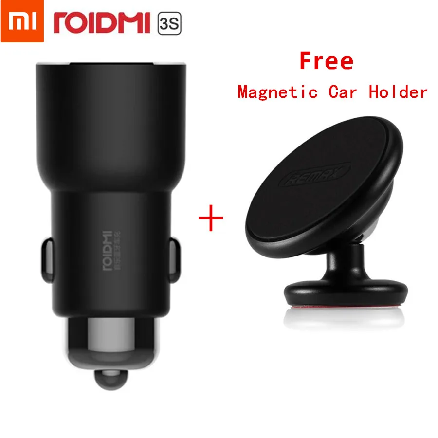 Xiaomi ROIDMI 3S Bluetooth 5 в 3.4A автомобильное зарядное устройство музыкальный плеер FM Smart APP+ магнитный автомобильный держатель для смартфона - Тип штекера: 3S add car holder 3