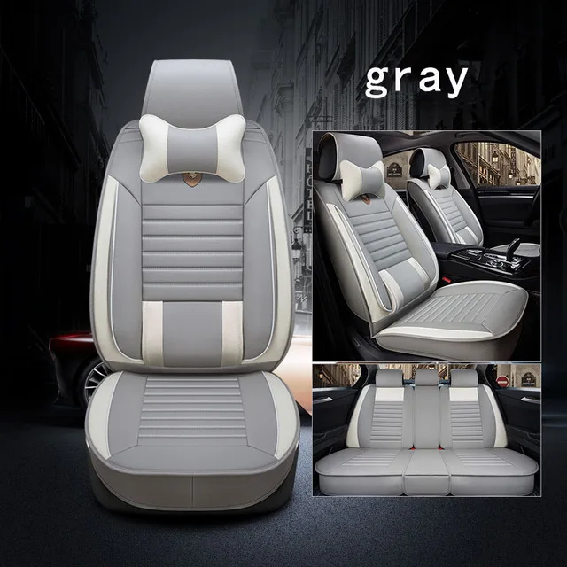 Gray Кожа Авто Универсальная автомобильная чехлы для сидений для Защитные чехлы для сидений, сшитые специально для Toyota Corolla Wish Vitz Aygo LC200 Yaris Fortuner Harrier 2010 2011 2012 2013 - Название цвета: Gray